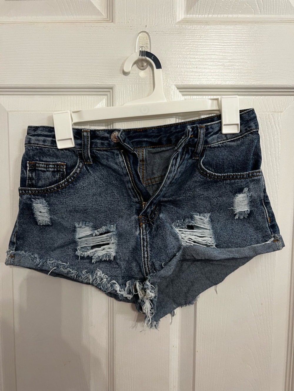 SHEIN Distressed Dark Wash Denim Shorts